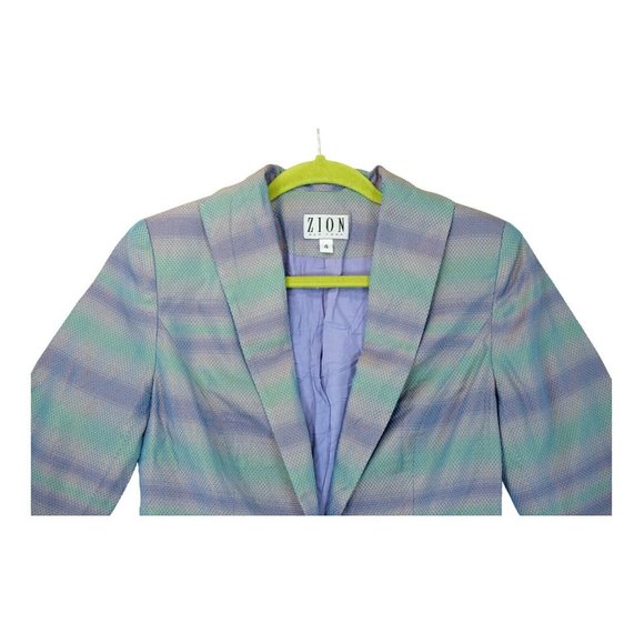 Vintage Zion New York Button Front Blazer Jacket Neon Iridescent Purple Size 4‎ - Picture 3 of 5